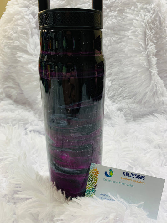 24oz Hot Pink/Black Sports Bottle Ready to Ship