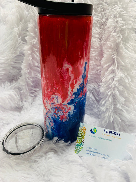 30oz skinny duo red white and blue color melt