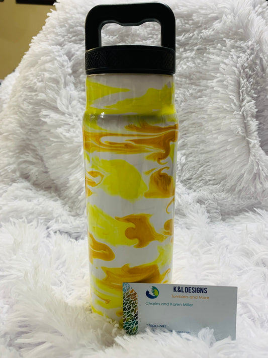 24oz Yellow/White Sports Bottle Ready to Ship